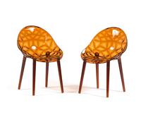 SIEDITI FUORI E DENTRO Chaises de Salle à Manger Transparentes en Polycarbonate, chaises de Cuisine Design Moderne et élégant - Diamante (2 chaises, Ambre)