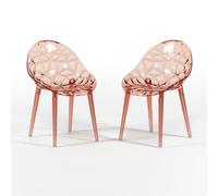 SIEDITI FUORI E DENTRO Chaises de Salle à Manger Transparentes en Polycarbonate, chaises de Cuisine Design Moderne et élégant - Diamante (2 chaises, Rose)