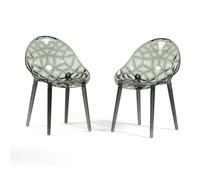 SIEDITI FUORI E DENTRO Chaises de Salle à Manger Transparentes en Polycarbonate, chaises de Cuisine Design Moderne et élégant - Diamante (2 chaises, Fumé)