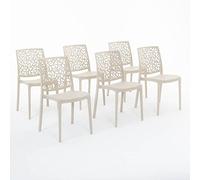 SIEDITI FUORI E DENTRO Chaises en résine avec Fibre de Verre empilables pour intérieur/Cuisine/Salle à Manger et extérieur/Jardin Anna (6 Chaises, Crème)