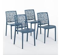 SIEDITI FUORI E DENTRO Chaises en résine avec Fibre de Verre empilables pour intérieur/Cuisine/Salle à Manger et extérieur/Jardin Anna (4 Chaises, Bleu Pétrole)