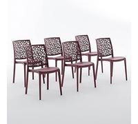 SIEDITI FUORI E DENTRO Chaises en résine avec Fibre de Verre empilables pour intérieur/Cuisine/Salle à Manger et extérieur/Jardin Anna (6 Chaises, Merlot Rouge)