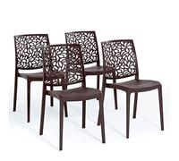SIEDITI FUORI E DENTRO Chaises en résine avec Fibre de Verre empilables pour intérieur/Cuisine/Salle à Manger et extérieur/Jardin Anna (4 Chaises, Marron)