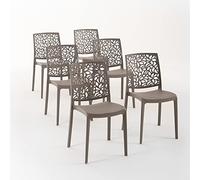 SIEDITI FUORI E DENTRO Chaises en résine avec Fibre de Verre empilables pour intérieur/Cuisine/Salle à Manger et extérieur/Jardin Anna (6 Chaises, Gris Tourterelle)