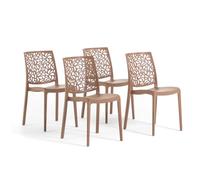 SIEDITI FUORI E DENTRO Chaises en résine avec Fibre de Verre empilables pour intérieur/Cuisine/Salle à Manger et extérieur/Jardin Anna (4 Chaises, Mocha Mousse)