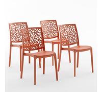 SIEDITI FUORI E DENTRO Chaises en résine avec Fibre de Verre empilables pour intérieur/Cuisine/Salle à Manger et extérieur/Jardin Anna (4 Chaises, Orange Papaya)