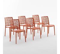 SIEDITI FUORI E DENTRO Chaises en résine avec Fibre de Verre empilables pour intérieur/Cuisine/Salle à Manger et extérieur/Jardin Anna (6 Chaises, Orange Papaya)