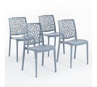 SIEDITI FUORI E DENTRO Chaises en résine avec Fibre de Verre empilables pour intérieur/Cuisine/Salle à Manger et extérieur/Jardin Anna (4 Chaises, Ciment)