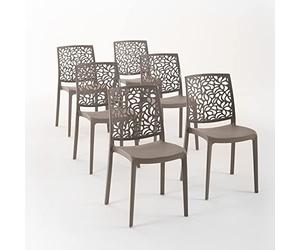 SIEDITI FUORI E DENTRO Chaises en résine avec Fibre de Verre empilables pour intérieur/Cuisine/Salle à Manger et extérieur/Jardin Anna (6 Chaises, Gris Tourterelle)