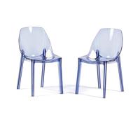 SIEDITI FUORI E DENTRO Chaises Modernes en Polycarbonate Transparent, chaises Transparentes empilables Design pour Cuisine ou Salle à Manger - Luce (2 chaises, Bleu)