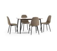 SIEDITI FUORI E DENTRO Set Table Effet Bois et 4 chaises en Tissu Vert Kaki | Table rectangulaire 120x70 cm avec plateau stratifié et 4 chaises en tissu