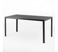 SIEDITI FUORI E DENTRO Table de Jardin rectangulaire 156x78 cm, Table extérieur en Acier Peint avec Plateau à Lattes Effet Bois en polyéthylène, idéale terrasse ou Balcon (Noir)