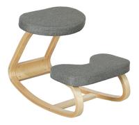 Siège assis genoux - HOMCOM - en bois à bascule - pour bureau à domicile - améliorer la posture maux de dos - gris