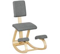 HomCom - Siège assis genoux en bois à bascule pour bureau à domicile, gris