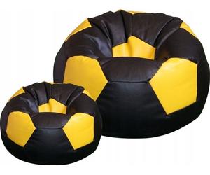 Siège ballon 100x100 cm + repose-pieds noir et jaune