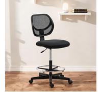 Siège de bureau assis-debout en mousse mesh noir avec repose-pieds réglable, 59 x 61 cm