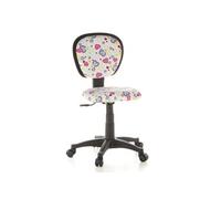 Siège de bureau enfant / Siège pivotant KIDDY TOP, tissu rose motif fleurs & cours