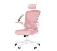 Siège de bureau ergonomique avec hauteur réglable, appui-tête, accoudoirs relevables et soutien lombaire - Rose