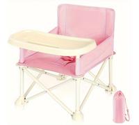 Siège de chaise haute pliable et portable pour enfants - Siège de voyage pour enfants - Plateau amovible - Léger - Structure en métal - Adapté aux enfants de 1 à 2 ans - Couleur : rose