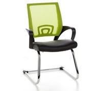 Siège de conférence / Piètement luge VISTO NET V, tissu maille noir / vert, chromé hjh OFFICE Multicolore G