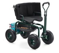 VEVOR Siège de Jardin Roulant, Tabouret de Jardinage sur Roues Robuste, Hauteur Réglable, Capacité Charge 181 kg, Chariot à Siège Pivotant à Dossier, pour Désherbage, Plantation, Terrasse, Extérieur