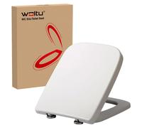 Siège de toilette à fermeture douce, démontable rapidement, en Duroplast, de couleur blanche, dimensions : 45,5 x 36,7 x 5,4 cm