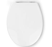 Siège de toilette à fermeture douce, fixation rapide, blanc, en PP, dimensions : 44 x 36,5 x 3,8 cm