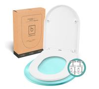 Benkstein® Abattant de WC avec système d'abaissement automatique en forme de D blanc - Abattant de WC antibactérien - Quick Release pour un nettoyage facile - Montage facile - Urea-Duroplast -