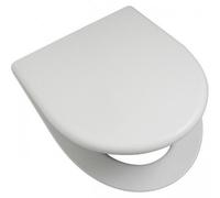 Siège de toilette blanc, de forme D, dimensions 45 x 38,5 cm, compatible avec les cuvettes de couleur bleu marine
