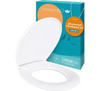 Siège de toilette Calmwaters® Premium antibactérien, système de fermeture douce, fabriqué dans l'UE. Fixation en acier inoxydable, cuvette en duroplast, modèle classique ovale, amovible