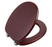 Siège de toilette en bois massif, couleur rouge acajou, finition douce au toucher