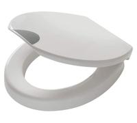 Siège de toilette en Duroplast, forme ovale, système de fermeture douce, avec poignée de maintien