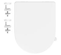 Siège de toilette en forme de D, fermeture douce, plastique PP blanc, système de fixation rapide, facile à nettoyer