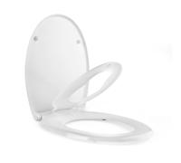 Siège de Toilette Familial Anti-Bac Beldray - Siège de Toilette en Plastique Amovible pour Enfants, Couvercle Large à Fermeture Douce, Nettoyage Facile, 44.5 x 37cm, Traitement Antibactérien, Blanc