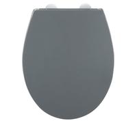 Siège de toilette ovale gris, système de fermeture facile, capacité de charge jusqu'à 300 kg