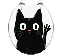 Siège de toilette rond noir pour Halloween | Design décoratif, compatible avec la plupart des toilettes standard, facile à installer, idéal pour une rénovation de salle