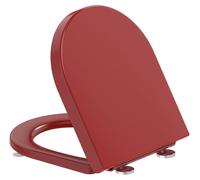 Siège de toilette soft-close, forme D, court, rouge, 42,5 x 36,3 cm, système de fixation rapide