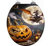 Siège de toilette Steampunk Halloween pour salle de bain standard | Compatibilité universelle, installation facile, lisse, convient aux toilettes standard, design unique sur le thème