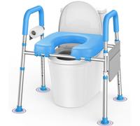 Siège de toilette surélevé avec poignées - Hauteur et largeur réglables - Bleu ciel