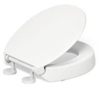 Siège de toilette surélevé, rond, à fermeture douce, de couleur blanche