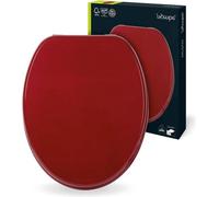 Siège de toilettes 6 WC - rouge - métallisé - bois - forme en O