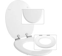Siège de toilettes antibactérien avec fermeture en douceur - Blanc - 43,8 x 37,8 cm