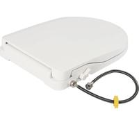 Siège de toilettes bidet - Accessoire non électrique - Double jet (nettoyage féminin/fessier) - Type D pour toilettes allongées - Tuyau de 60 cm - Raccordement d'eau 1,27 cm - Blanc