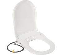 Siège de toilettes bidet - forme en D - sans électricité - 2 jets (femmes et fesses) - fermeture douce - PP - 48 × 35 cm - blanc
