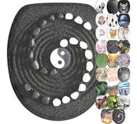 Siège de toilettes en bois de haute qualité avec mécanisme de fermeture en douceur | Abattant de toilettes disponible en différents motifs (Yin Yang)