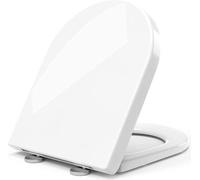Siège de toilettes en forme de D avec charnières et traitement antibactérien