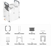 Siège de toilettes surélevé, réglable en hauteur sur 7 positions, assise rembourrée confortable, 350 lb