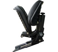 Siège de tracteur avec plaque d'assise rabattable revêtement en similicuir PVC, noir