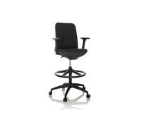 HJH Office – Chaise de comptoir NESTORA WORK – Tissu, pivotante, repose-pieds réglable – Noir