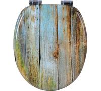 Siège de WC antibactérien avec fermeture en douceur et impression - Siège de WC, siège de toilettes - Bois - 43,8 x 37,8 cm